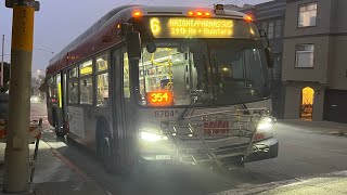 San Francisco MUNI 2013 New Flyer Xcelsior XDE40 8704 on route 6 Haight/Parnassus