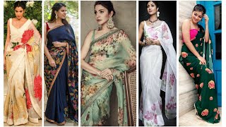 Floral Saree design collection 2020//latest saree design//plain Saree collection//#girlsfashiontrend