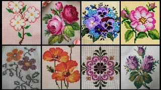 Floral cross stitch Hand embroidery  thick cotton / Beautifull Hand cross stitch