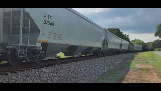 CSX# 4562 LEADS LONG MANIFEST THROUGH IRON STATION NC  WITH TWO REAR-DPU AND (TWO SD70MAC) ON IT