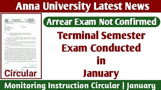 Anna University Latest News | Terminal Semester Exam Conducted in January! - Arrear Exam Latest News