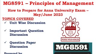 Anna University Exam Preparations - MG8591 Principles of Management- Important Questions