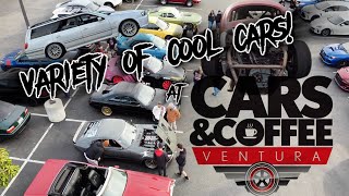 Lots of different cool cars at Cars and Coffee Ventura Feb 2024