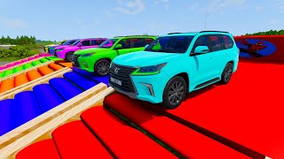 Toyota Car vs Double Flatbed Trailer Truck! Beamng.drive 01