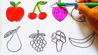 Let's Learn How to Draw Fruits Together | Painting,Drawing, Colouring Tips for Toddlers & Kids #Art