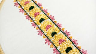 Hand embroidery design, border pattern, easy pattern