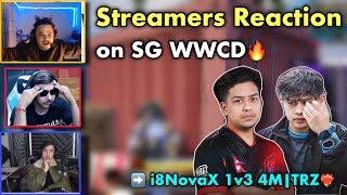 Streamers and Casters React to SG WWCD🔥🇳🇵| i8NovaX 1v3 4M | TRZ❤️| 3 Nepali WWCD⚡️| PMPL W2, D-3!