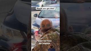 Guy gets a funny TATTOO on his bald head. 🧑‍🦲 #viral #funny #shorts