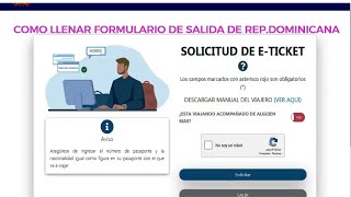 ¿Cómo llenar el E-TICKET MIGRACIÓN?  para Entrar y Salir de REPÚBLICA DOMINICANA