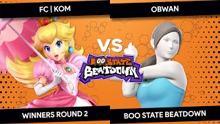 Boo State Beatdown - FC | KOM (Peach) vs Obwan (Wii Fit Trainer) - Winners Round 2