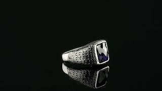 NYC Purple Haze Ring - 925 Silver Oxidized - Purple CZ Stone -Stimulated Royalty Ring By Harlembling