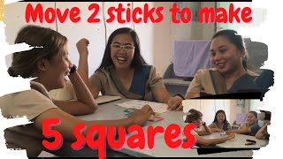 Move 2 sticks to make 5 squares #challenge | Teacher Arci_14