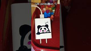 painting a cute 🐼 on mobile charger#shorts#painting#panda #mis2creation #