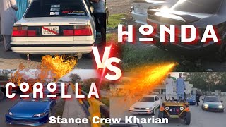 War Of Honda & Corolla Stance Crew Kharian 2nd meetup Off to Paris #cars #hondacars #stancecrew