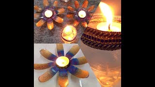 Flower with water bottle / diy/ best out of waste/diwali spl/candel holder with plastic bottle