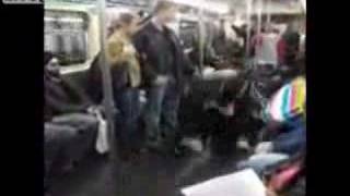 Break dancing in a moving subway train - incredilble