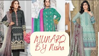 Munarq by Nisha Embroidered Lawn 2023 | Suits just like Bin saeed Embroidered lawn 2023