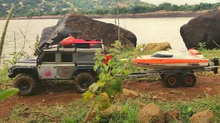 RC Boat Launch by Land rover Defender and Feilun FT009 - Scenic Location