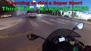 Third Ride Kawasaki ZX6R Ninja 636 - Learning to ride a Super Sport