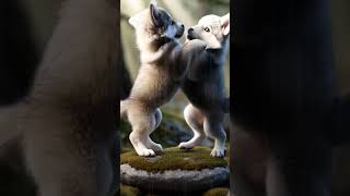 Cute Little Brothers Playing #wolves  #wildlifewonders #ai #brotherhood