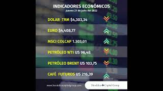 Indicadores económicos para el día jueves 21 de julio del 2022, en Colombia.