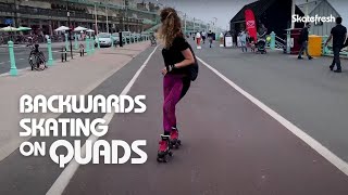 Skating backwards on quads or rollerskates by Skatefresh pro Asha