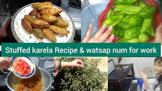 How To Make Stuffed Karela Recipe By Hamania Sehar | I Share My Watsapp Num For Online Work Info