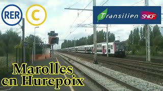 Trains - RER Ligne C : Arrivée d'un UM de Z 20900/Z 8800 en Gare de Marolles-en-Hurepoix.