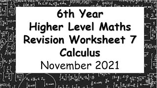 LCHL Revision Worksheet 7 - Section B - Functions and Calculus