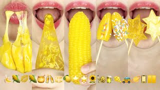 asmr (YELLOW FOODS) EMOJI FOOD HONEY JELLY TANGHULU KOHAKUTO 노란색 이모지 먹방 꿀 젤리 탕후루 코하쿠토 eating sounds