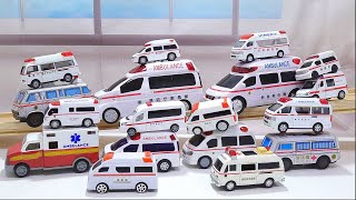 救急車のミニカーが同じ方に走り出す！An ambulance miniature car starts running in the same direction!