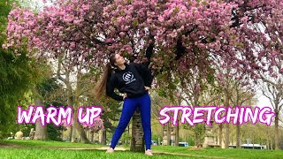 Quick warm up & stretching session under a cherry blossom tree