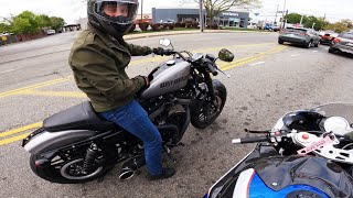 SHOWING A NEW RIDER THE ROPES | SPORTSTER 1200 & BMW S1000RR TAKE A CHILL CRUISE THROUGH TOWN