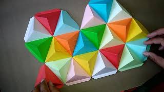 How to make Origami paper wall art Lamp || DIY Room Decor|| Paper Craft Idea || Q&S Tube