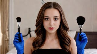 ASMR ita Personal Attention  Cozy Blue Latex Gloves & Brush Cuddles