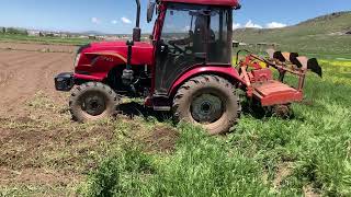 Farm tractor Dong feng 404 in work #tractor #farming #dongfeng404