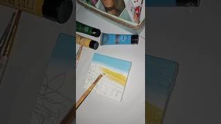 Peaceful scenery painting #minicanvaspainting #acrylicpaintingoncanvas #art #youtubeshorts