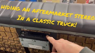 C-10 bench seat installed & how to hide an aftermarket stereo in a classic truck!