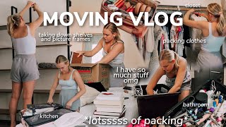 MOVING VLOG #2: packing the kitchen, bathroom, & closet, day before moving day, moving prep