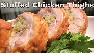 How To Make Stuffed Chicken Thighs | Cheese & Rice