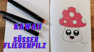 Süssen Fliegenpilz zeichnen [ Kawaii ] | Einfach malen und Zeichnen