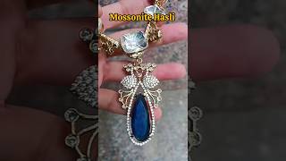 Ink blue mossonite hasli with beautiful earings, 9289583544, Www.diamonddrops.in#Jwellery#fashion