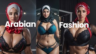 4k Magnetic Ai Lookbook: Arabian~ Hijab Model Rocks Bow Decor Lingerie Fashion