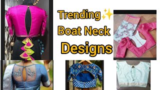 Boat Neck Blouse Designs ||Blouse Designs