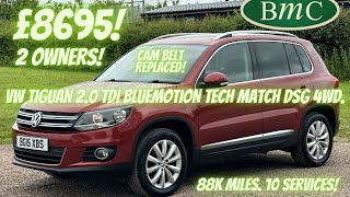 VW Tiguan 2.0 TDI BlueMotion Tech Match DSG  4WD (s/s). Cam Belt Replaced. 2 Owners.