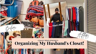 I ORGANIZED MY HUSBAND'S CLOSET! #KonMari Decluttering and Organizing Men's IKEA Closet and Dresser