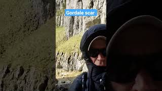 Enjoying a day in the amphitheater of gordale scar in the Yorkshire dales