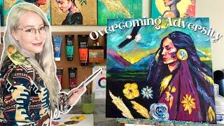 How To Overcome Adversity 🌷 Inspiring Art Vlog 👩‍🎨 Acrylic Painting