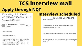 TCS interview Scheduled || Apply Survey Link || Apply Through NQT Score