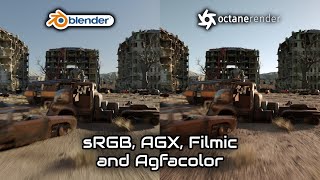 Blender 3D - Cycles & Octane - sRGB, AGX, Filmic, and Agfacolor